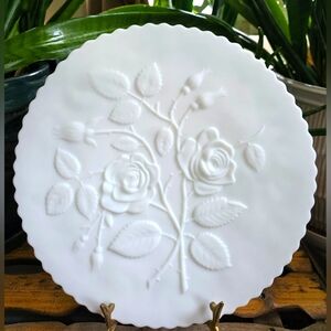 Vintage Imperial Glass White Satin Cake Plate 11" From 1950